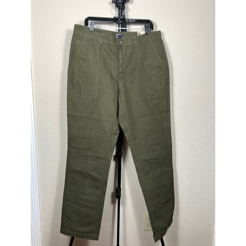 Frank & Oak Men's Chino Pants Green Organic Cotton Blend Size 36x34 Regular New